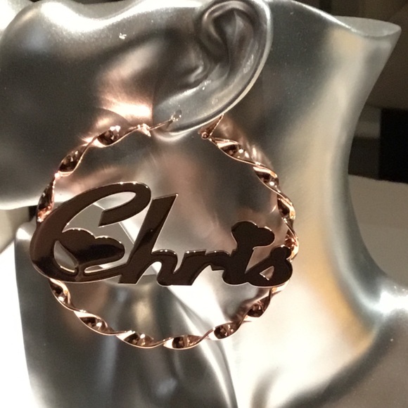 14K Rose Gold “Chris” Hoop Statement Earrings - Picture 1 of 1